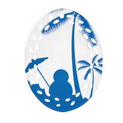 Fresh Blue Coconut Tree Ornament (oval Filigree)