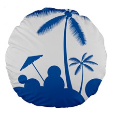 Fresh Blue Coconut Tree Large 18  Premium Flano Round Cushions