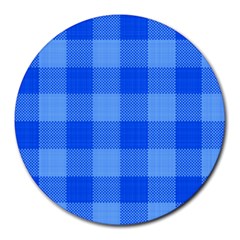 Fabric Grid Textile Deco Round Mousepads by Alisyart
