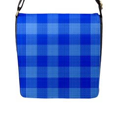 Fabric Grid Textile Deco Flap Closure Messenger Bag (l) by Alisyart