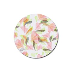 Flower Floral Rubber Coaster (round)  by Alisyart