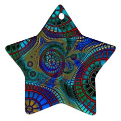 Fractal Abstract Line Wave Unique Ornament (star)