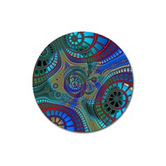 Fractal Abstract Line Wave Unique Magnet 3  (round) by Alisyart