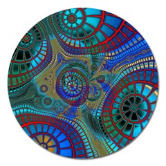 Fractal Abstract Line Wave Unique Magnet 5  (round) by Alisyart