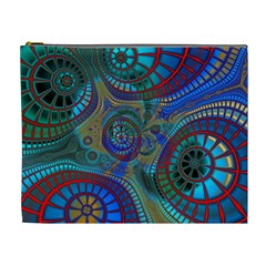 Fractal Abstract Line Wave Unique Cosmetic Bag (xl)