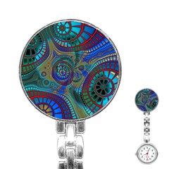 Fractal Abstract Line Wave Unique Stainless Steel Nurses Watch by Alisyart