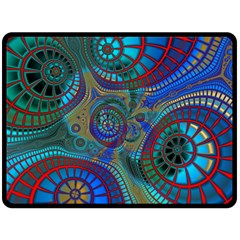 Fractal Abstract Line Wave Unique Double Sided Fleece Blanket (large)  by Alisyart