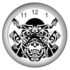 Hannya Japanese Wall Clock (silver)