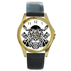 Hannya Japanese Round Gold Metal Watch by Alisyart