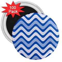 Waves Wavy Lines Pattern 3  Magnets (100 Pack) by Alisyart