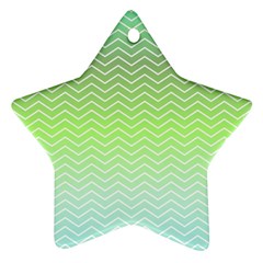 Green Line Zigzag Pattern Chevron Star Ornament (two Sides)