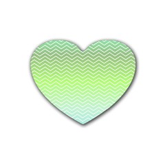 Green Line Zigzag Pattern Chevron Rubber Coaster (heart)  by Alisyart