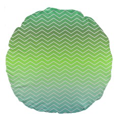 Green Line Zigzag Pattern Chevron Large 18  Premium Round Cushions by Alisyart