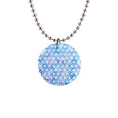 Hemp Pattern Blue 1  Button Necklace