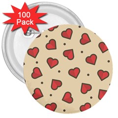 Love Heart Seamless Valentine 3  Buttons (100 Pack) 