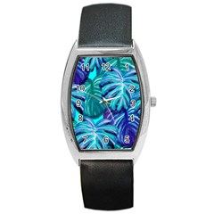 Leaves Tropical Palma Jungle Barrel Style Metal Watch by Alisyart