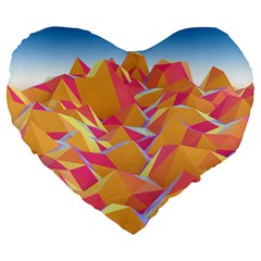 Background Mountains Low Poly Large 19  Premium Flano Heart Shape Cushions