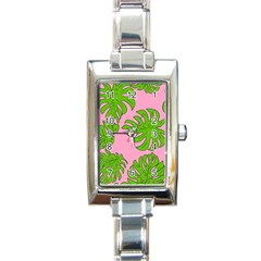 Leaves Tropical Plant Green Garden Rectangle Italian Charm Watch