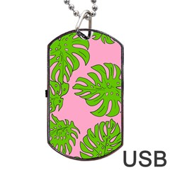 Leaves Tropical Plant Green Garden Dog Tag Usb Flash (one Side)