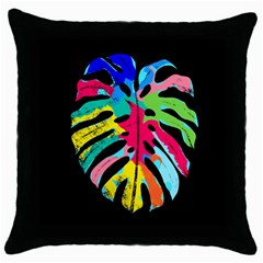 Leaf Tropical Colors Nature Leaves Throw Pillow Case (black)