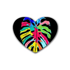 Leaf Tropical Colors Nature Leaves Rubber Coaster (heart) 