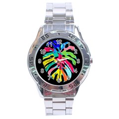 Leaf Tropical Colors Nature Leaves Stainless Steel Analogue Watch by Alisyart