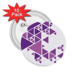 Art Purple Triangle 2 25  Buttons (10 Pack) 