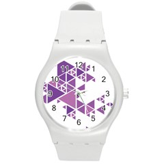 Art Purple Triangle Round Plastic Sport Watch (m)