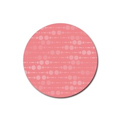 Background Polka Dots Pink Rubber Round Coaster (4 Pack) 