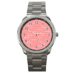 Background Polka Dots Pink Sport Metal Watch by Mariart