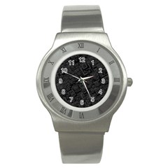 Black Rectangle Wallpaper Grey Stainless Steel Watch