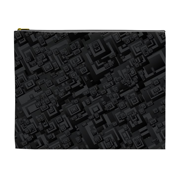 Black Rectangle Wallpaper Grey Cosmetic Bag (XL)