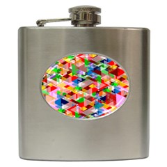 Background Triangle Rainbow Hip Flask (6 Oz)