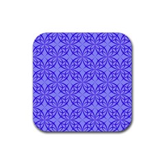 Blue Curved Line Rubber Coaster (square)  by Mariart