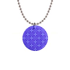 Blue Curved Line 1  Button Necklace