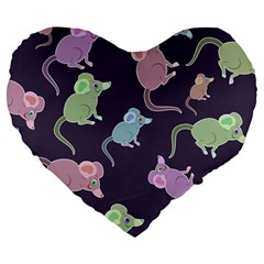 Animals Mouse Large 19  Premium Heart Shape Cushions by Mariart