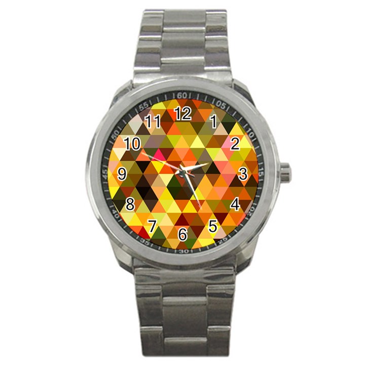 Abstract Geometric Triangles Shapes Sport Metal Watch