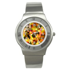 Abstract Geometric Triangles Shapes Stainless Steel Watch