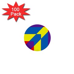 Colorful Red Yellow Blue Purple 1  Mini Buttons (100 Pack) 