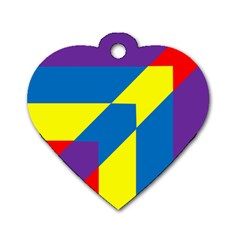 Colorful Red Yellow Blue Purple Dog Tag Heart (one Side)