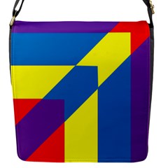 Colorful Red Yellow Blue Purple Flap Closure Messenger Bag (s)