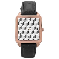 Cube Isometric Rose Gold Leather Watch 