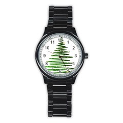 Christmas Tree Spruce Stainless Steel Round Watch