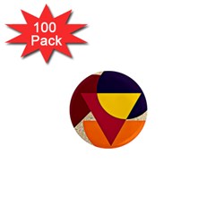 Circle Half Circle Colorful 1  Mini Magnets (100 Pack) 