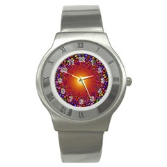 Color Background Structure Lines Polka Dots Stainless Steel Watch by Mariart