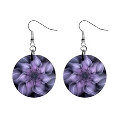 Purple Flower Windswept Mini Button Earrings by JezebelDesignsStudio