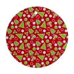 Christmas Paper Scrapbooking Pattern Round Ornament (two Sides)
