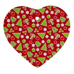 Christmas Paper Scrapbooking Pattern Heart Ornament (two Sides) by Mariart