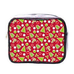 Christmas Paper Scrapbooking Pattern Mini Toiletries Bag (one Side)