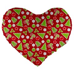 Christmas Paper Scrapbooking Pattern Large 19  Premium Heart Shape Cushions